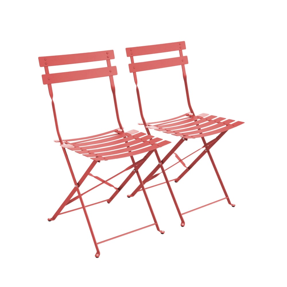 Lot de 2 chaises de jardin pliables en acier thermolaqué terracotta i