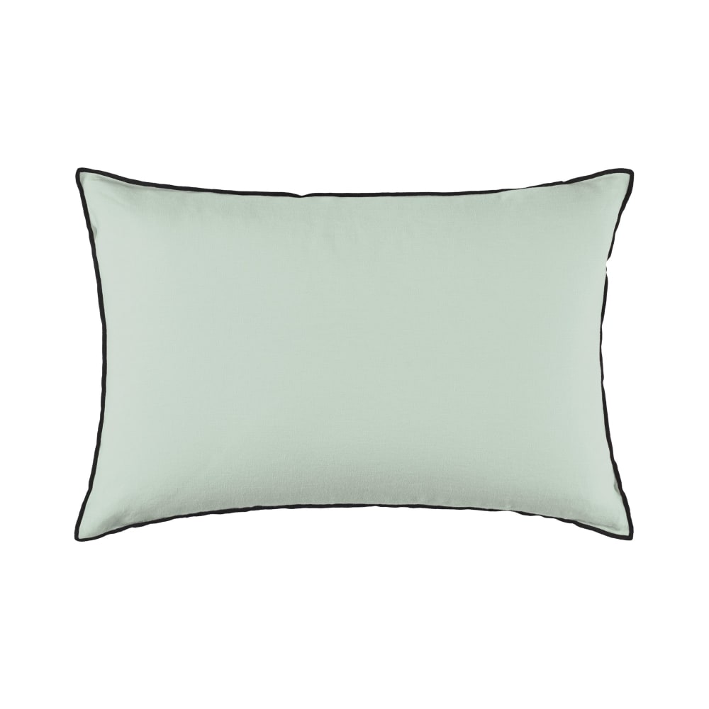Copricuscino Lavaggio tiglio e bombo nero 40x60 cm - Modello Contemporaneo - Verde - Öko-Tex Zertifikat - Lino