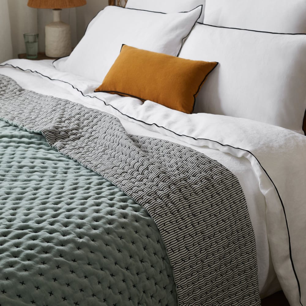 Couvre-lit matelassé en coton vert 240x260 cm