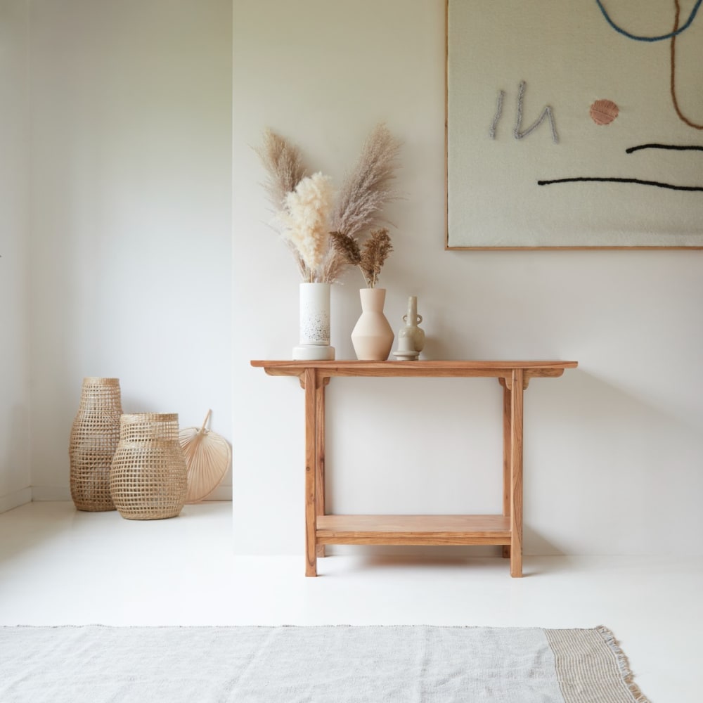 Tikamoon Konsole aus Akazie massiv style exotic Beige Holz