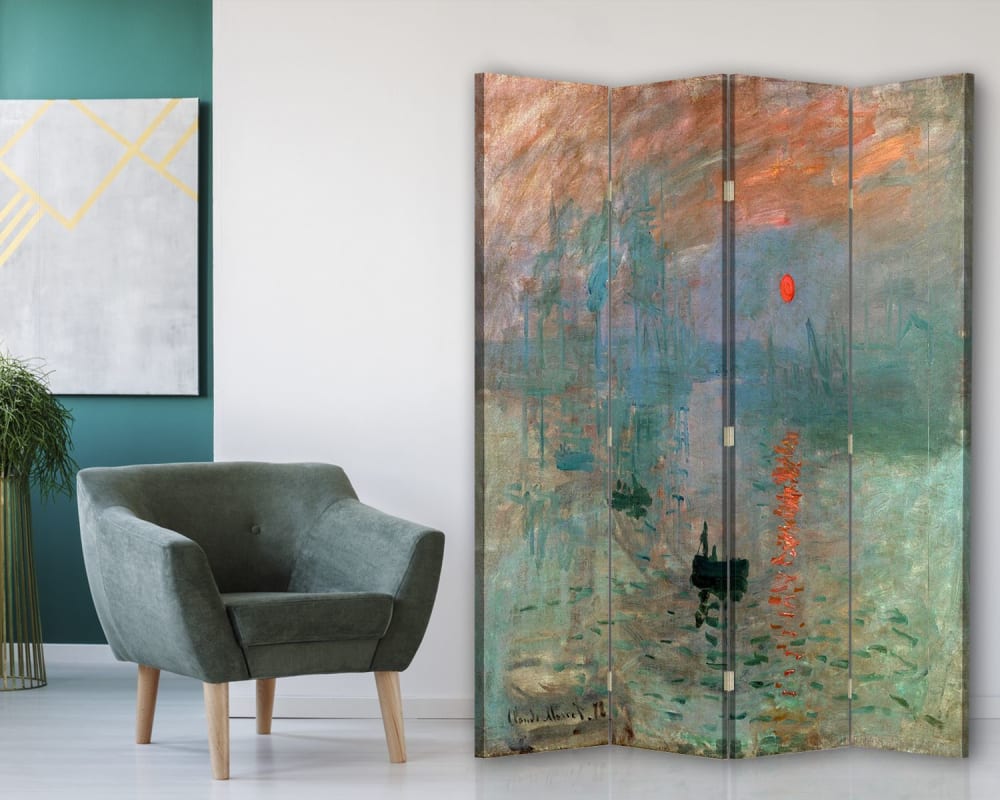 Paravent impression Soleil Levant, Claude Monet 145x180cm (4 volets) - Maisons du Monde