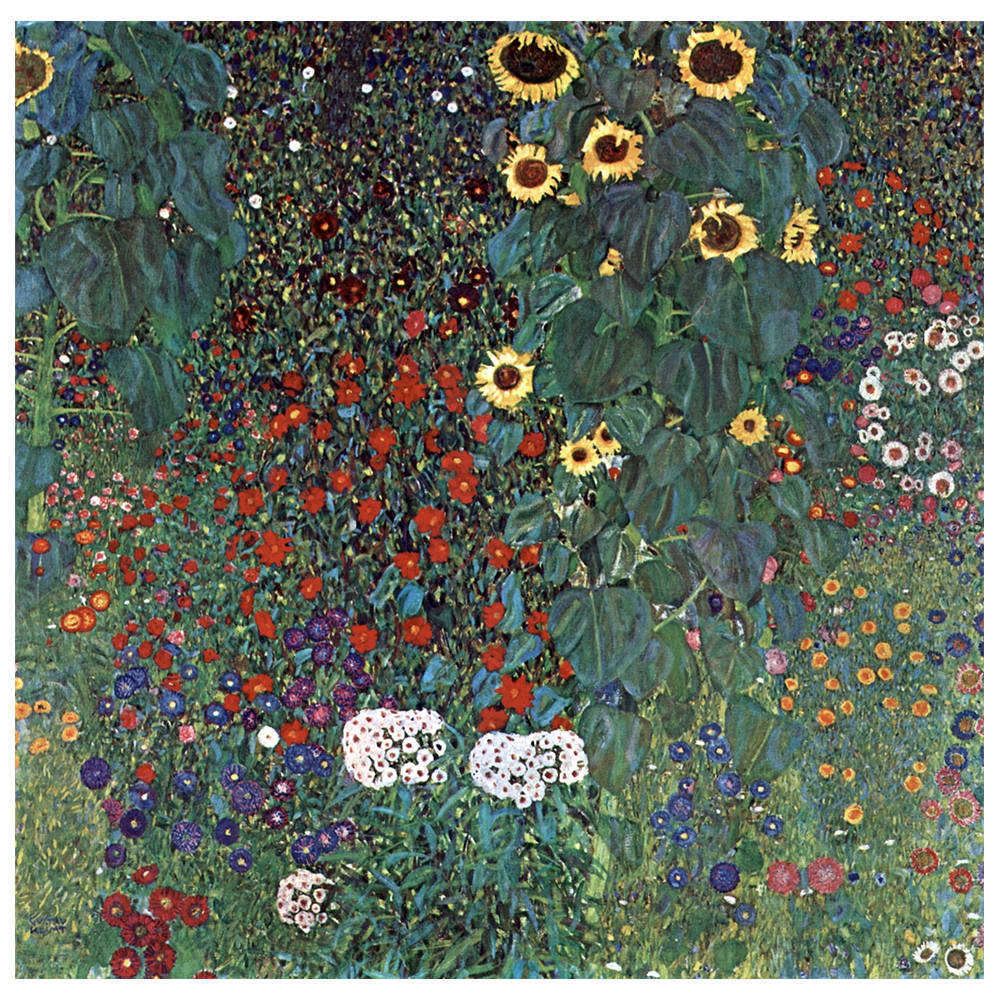 Cuadro lienzo - Jardín Con Girasoles - Gustav Klimt - 90x90cm