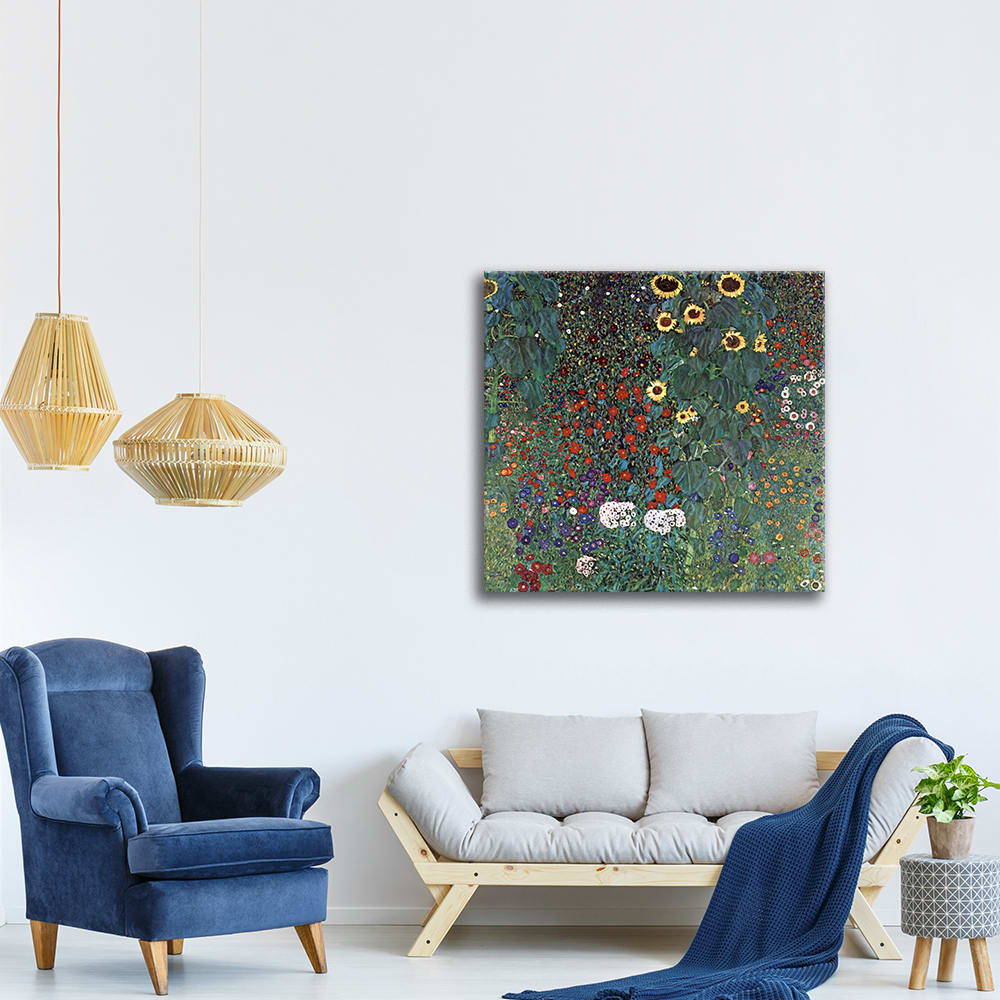 Tableau Le Jardin Aux Tournesols Gustav Klimt 90x90cm - Maisons du Monde