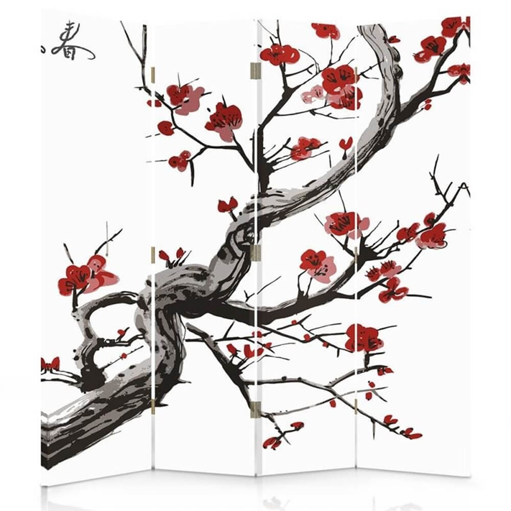 Biombo Cherry Blossom - Separador de ambientes cm. 145x170 (4 paneles)