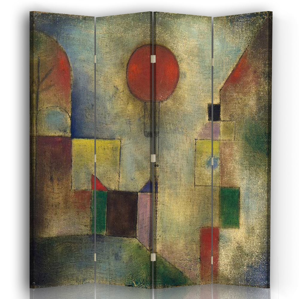 Paravento - Separè Palloncino Rosso - P. Klee cm. 145x170 (4 pannelli) - Multicolore - PES - Poliestere