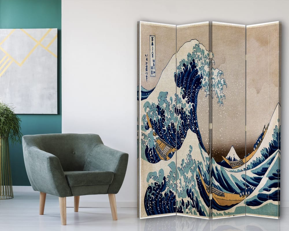 Biombo La Gran Ola de Kanagawa - K. Hokusai - cm. 145x170 (4 paneles) - Maisons du Monde