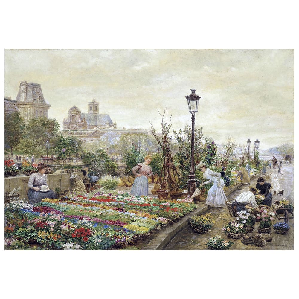 Stampa su tela - Il Mercato Dei Fiori - Firmin Girard cm. 50x70 - Multicolore - PES - Poliestere