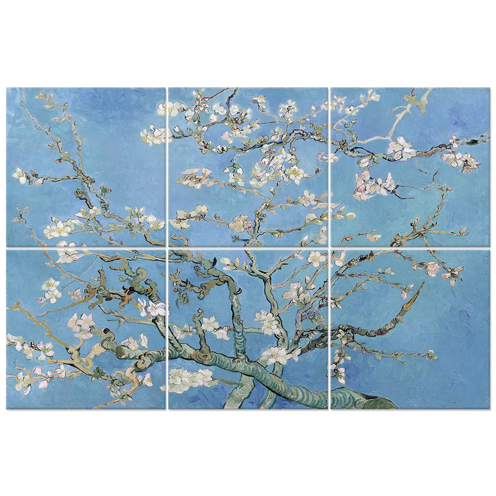 Quadro XXL Mandorlo In Fiore - Vincent Van Gogh cm. 100x150 (6 x) - Multicolore - LEGNO