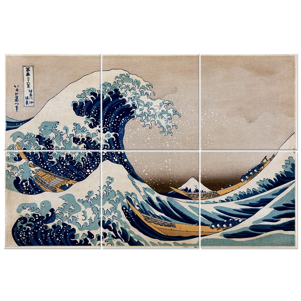 Quadro XXL La Grande Onda Di Kanagawa - K. Hokusai cm. 100x150 (6 x) - Multicolore - LEGNO