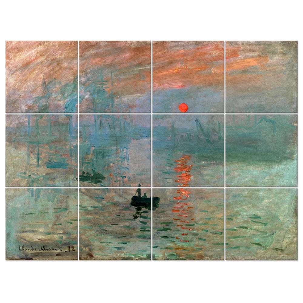 Quadro XXL Impressione. Levar Del Sole - C. Monet cm. 150x200 (12 x) - Multicolore - LEGNO