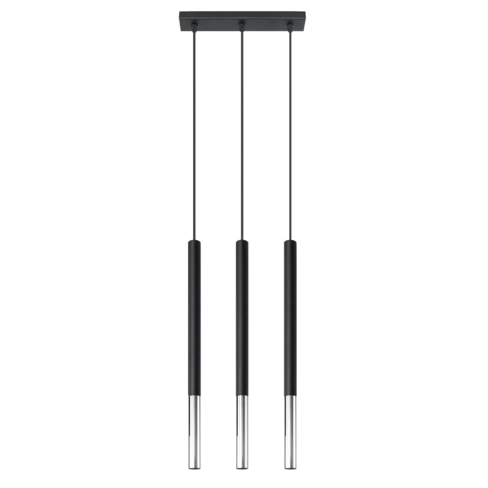 Lámpara de techo cromo negro acero alt. 90 cm