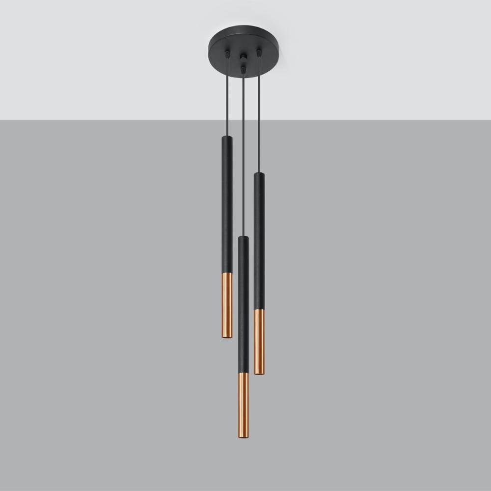 Lámpara de techo negro/cobre acero alt. 90 cm - Maisons du Monde