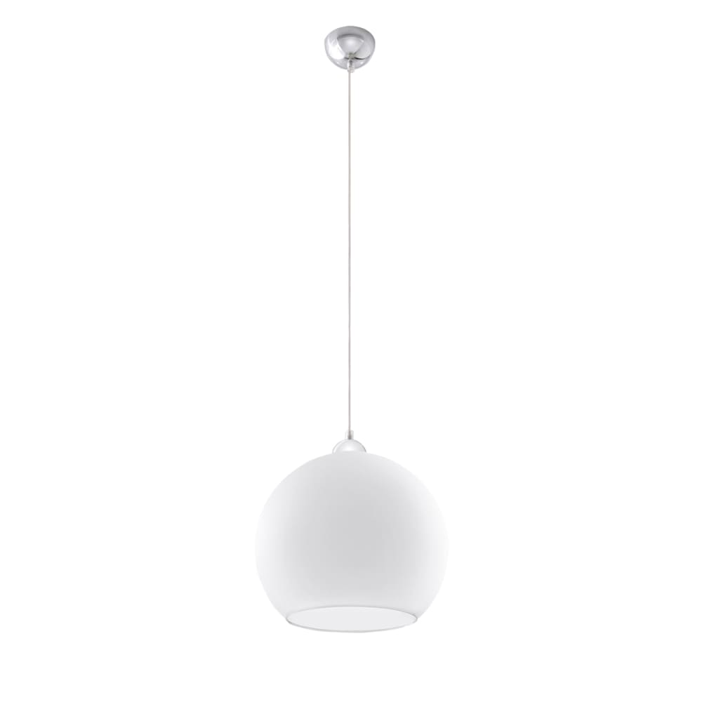 Lampe suspendue acier/verre blanc H 120 cm