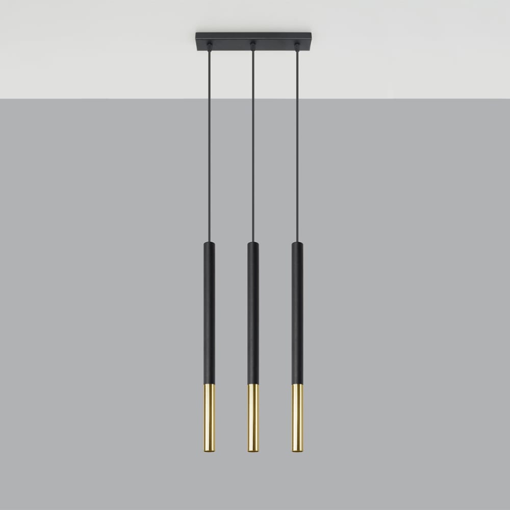 Lampada a sospensione nera/dorato acciaio - Sollux Lighting