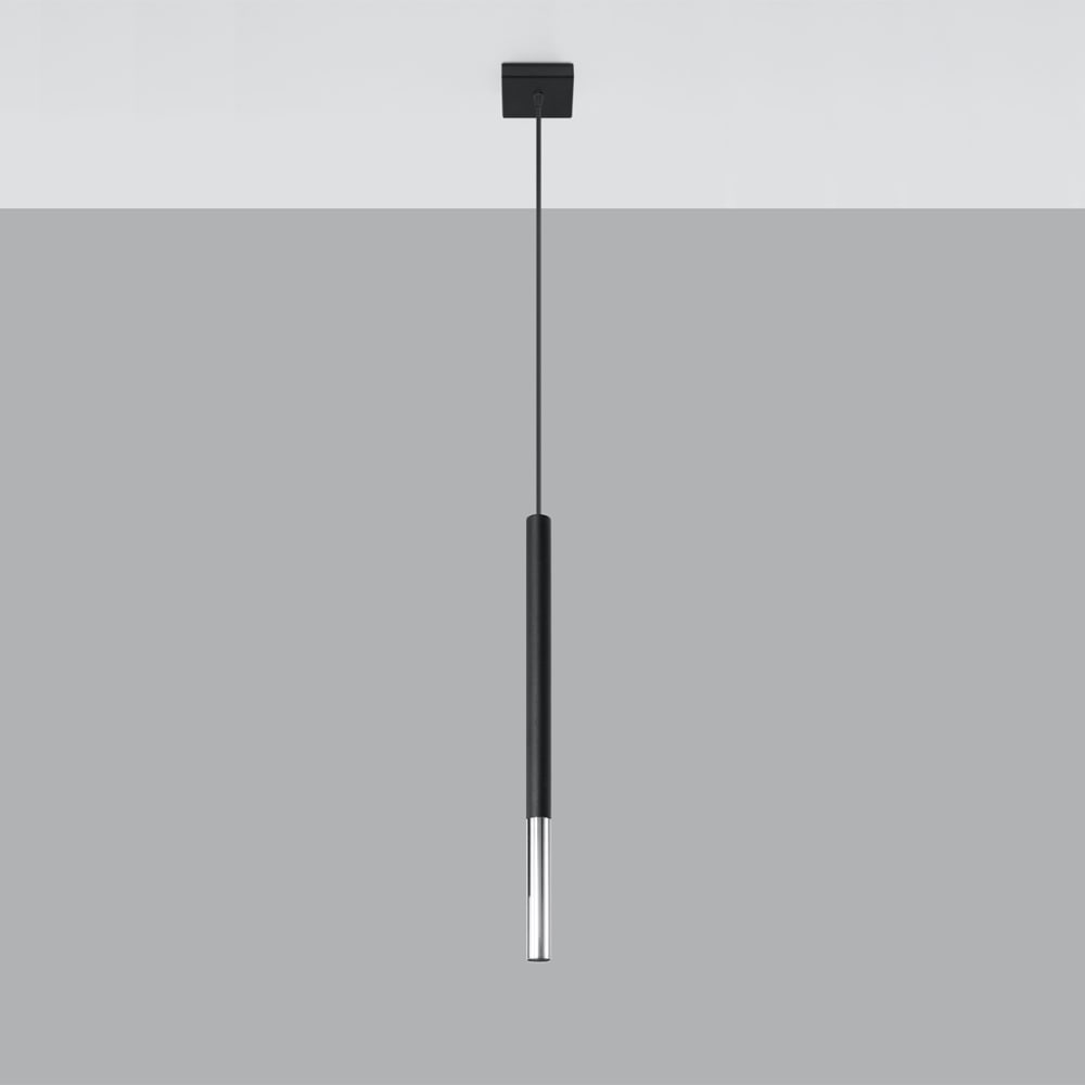Lámpara de techo cromo negro acero alt. 100 cm - Maisons du Monde