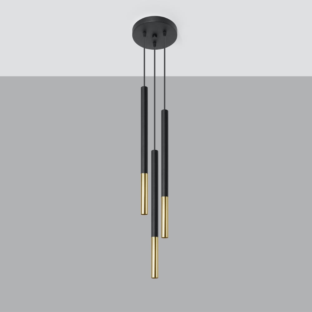Lámpara de techo negro/dorado acero alt. 90 cm - Maisons du Monde