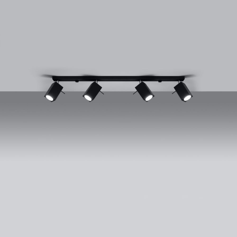 Plafonnier Acier Noir GU10 4 Merida Line — vue 4