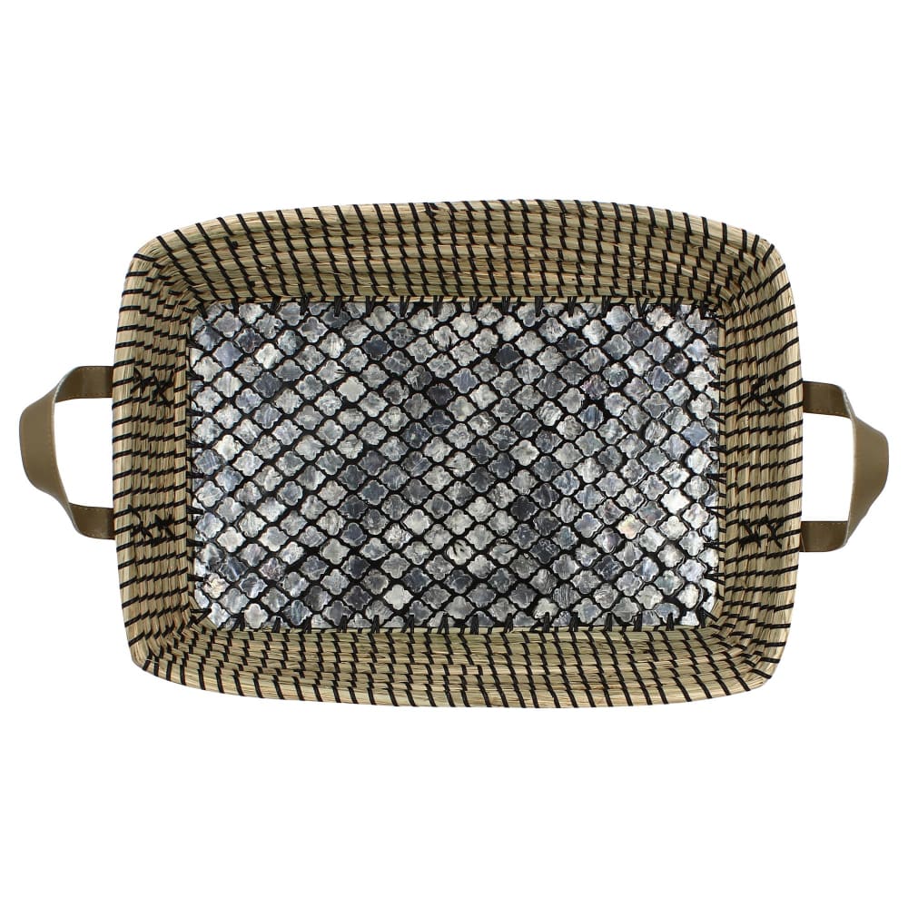 Grand plateau en jonc de mer et nacre