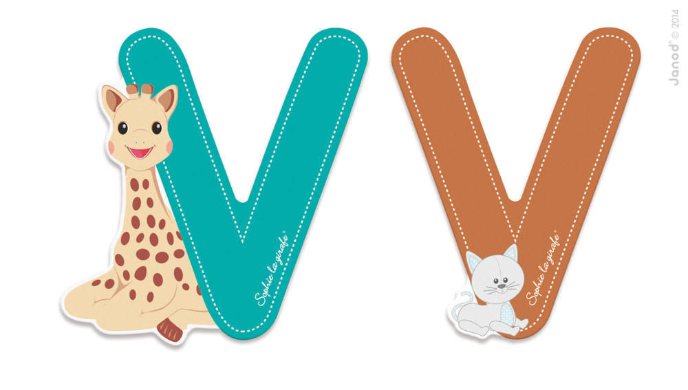 Janod Lettre v sophie la girafe Vert Bois - 7x1x7cm