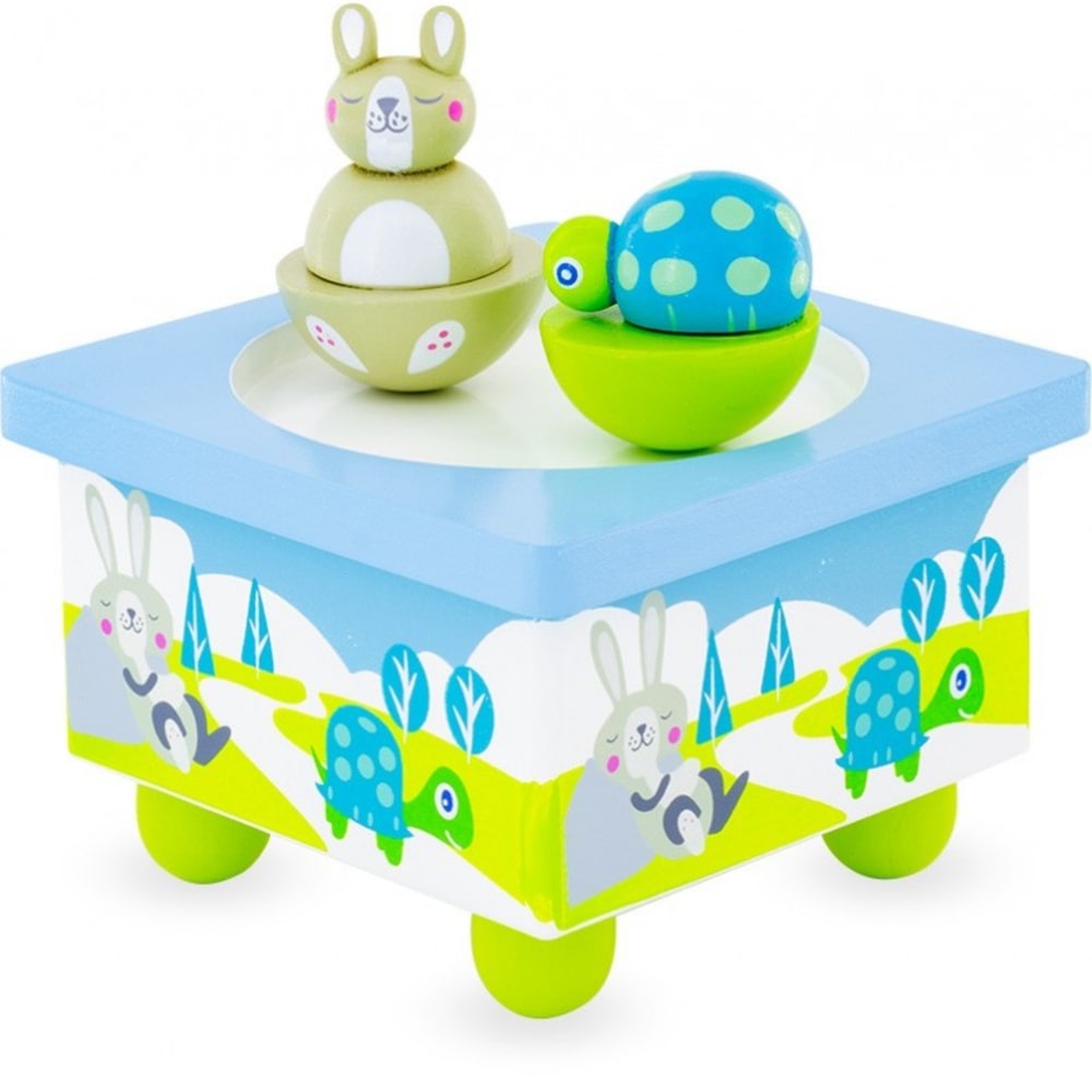 Ulysse Spieluhr Schildkröte und Kaninchen BLAU HOLZ Kinder