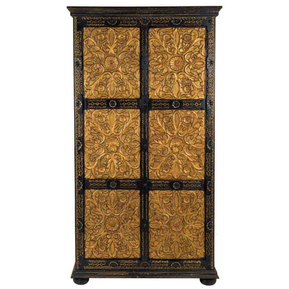 Armario de madera tallada negro 102x44x183 - Maisons du Monde