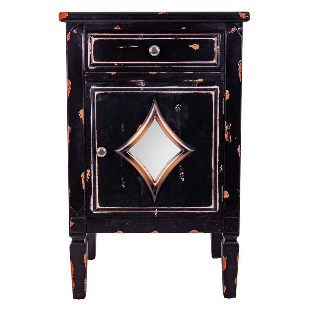 Table de chevet en bois noir 48x36x76h