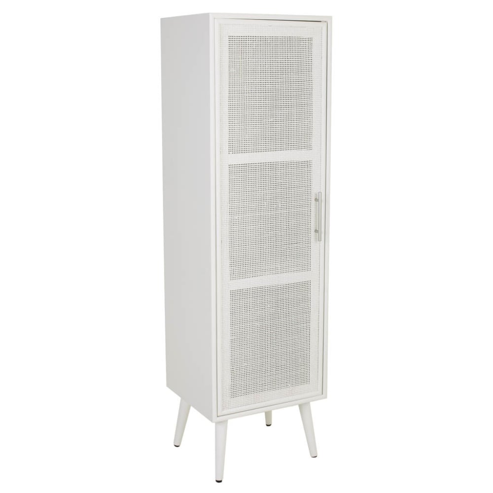 Armario de madera y rejilla blanco 40.5x37x139.5