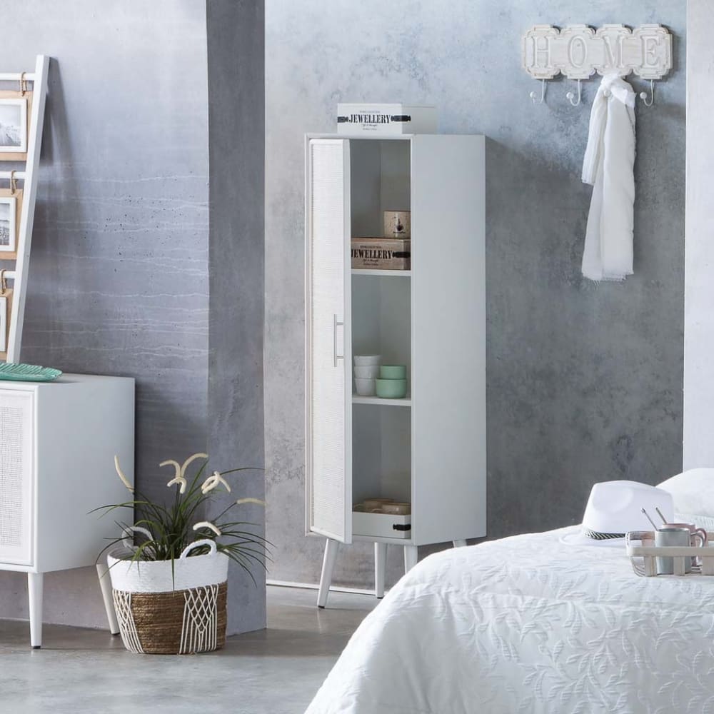 Schrank aus Holz, 40,5x37x139,5, weiß - Maisons Du Monde