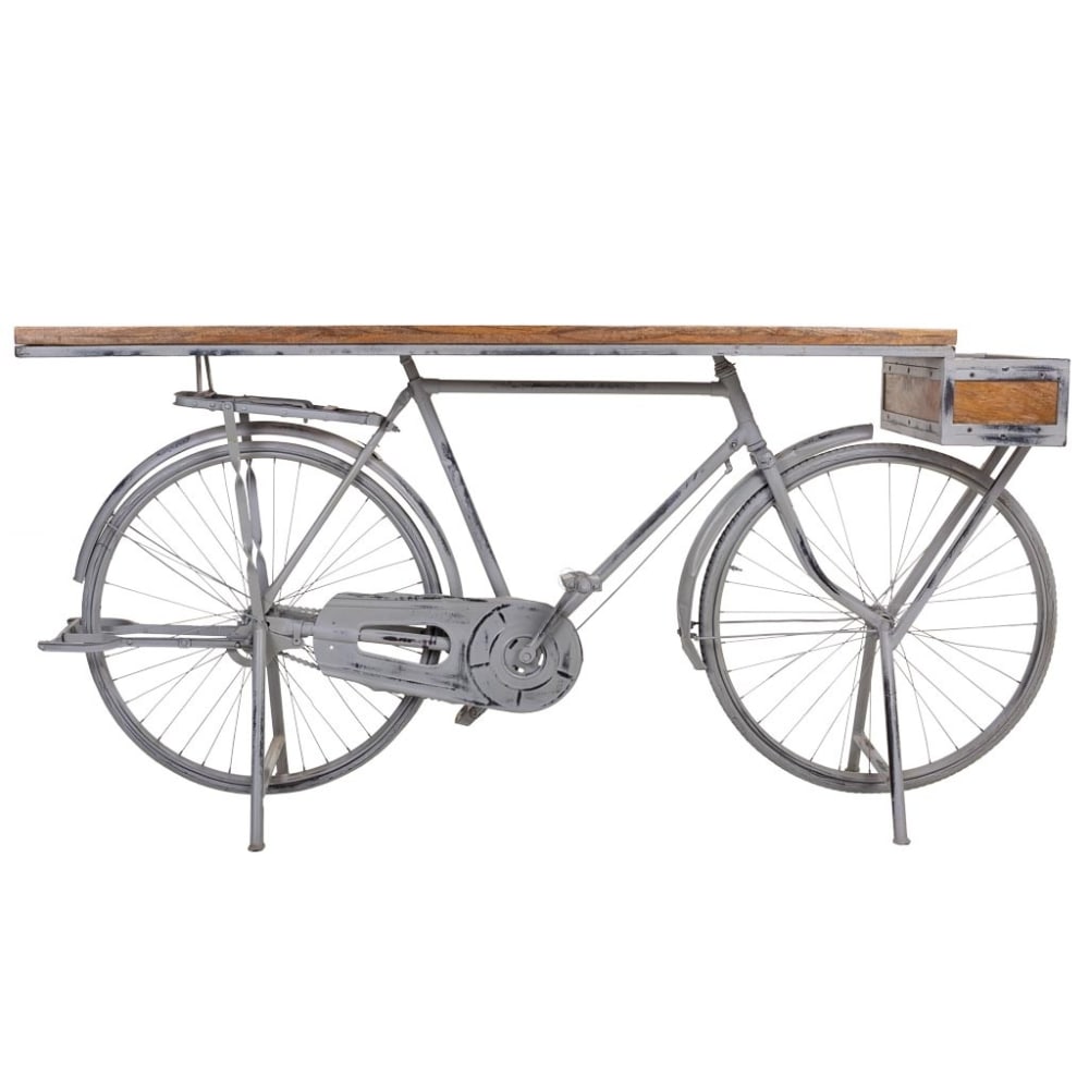 Recibidor bicicleta de madera y metal lacado plata 198x50x94 - Maisons du Monde