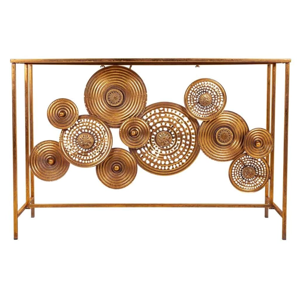 Console en métal doré 120x40x80h