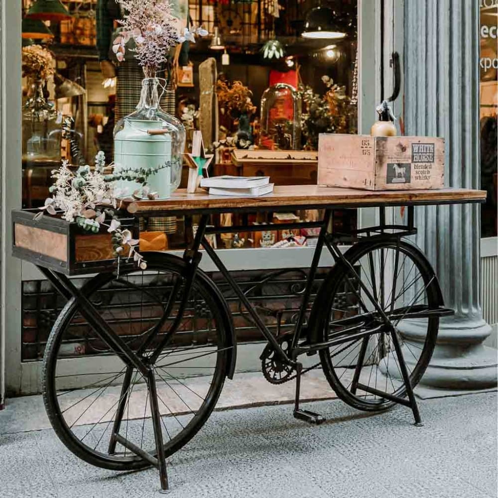 Porte-vélo en bois et métal noir 198x50x90h