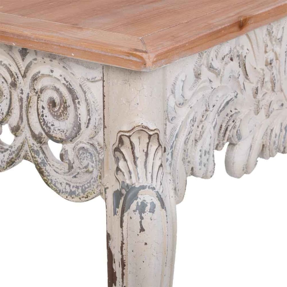 Recibidor-consola de madera blanco envejec y natural 120x40x77 - Maisons du Monde