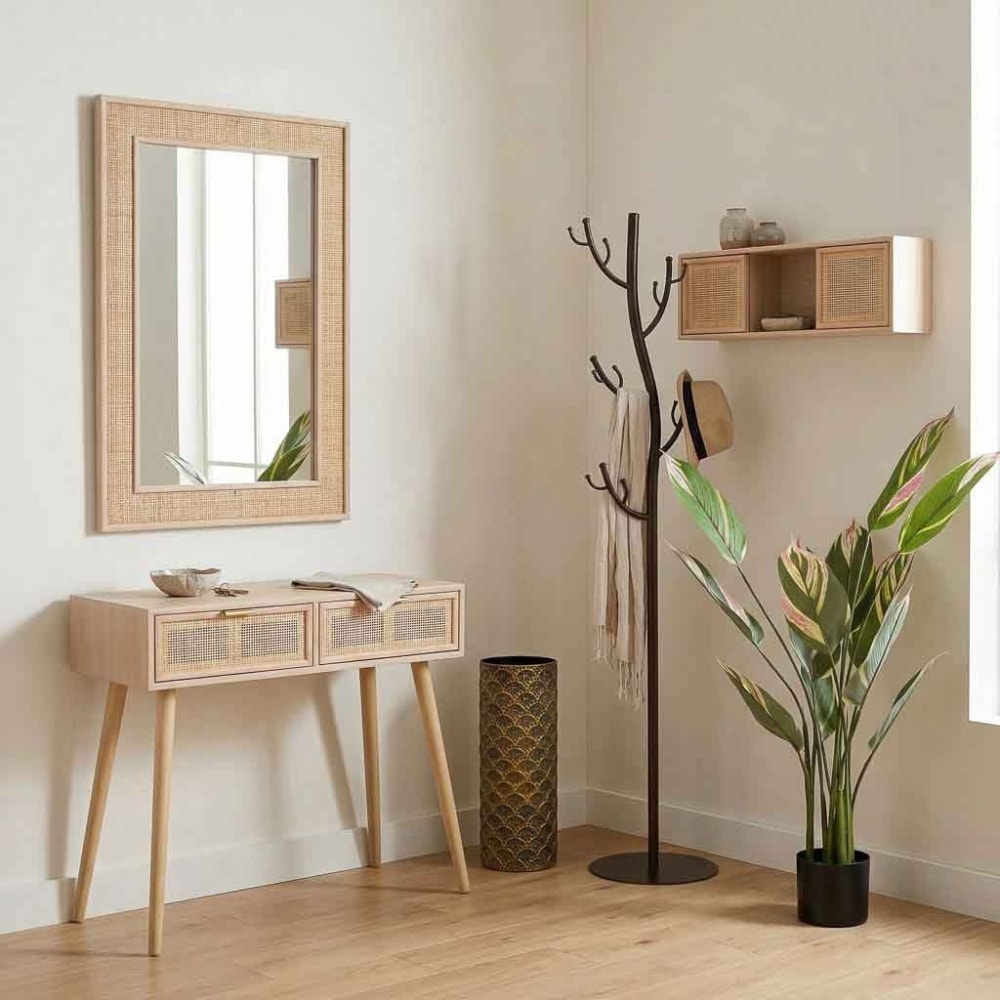 Recibidor de mdf y rejilla marrón 80x42x79 - Maisons du Monde