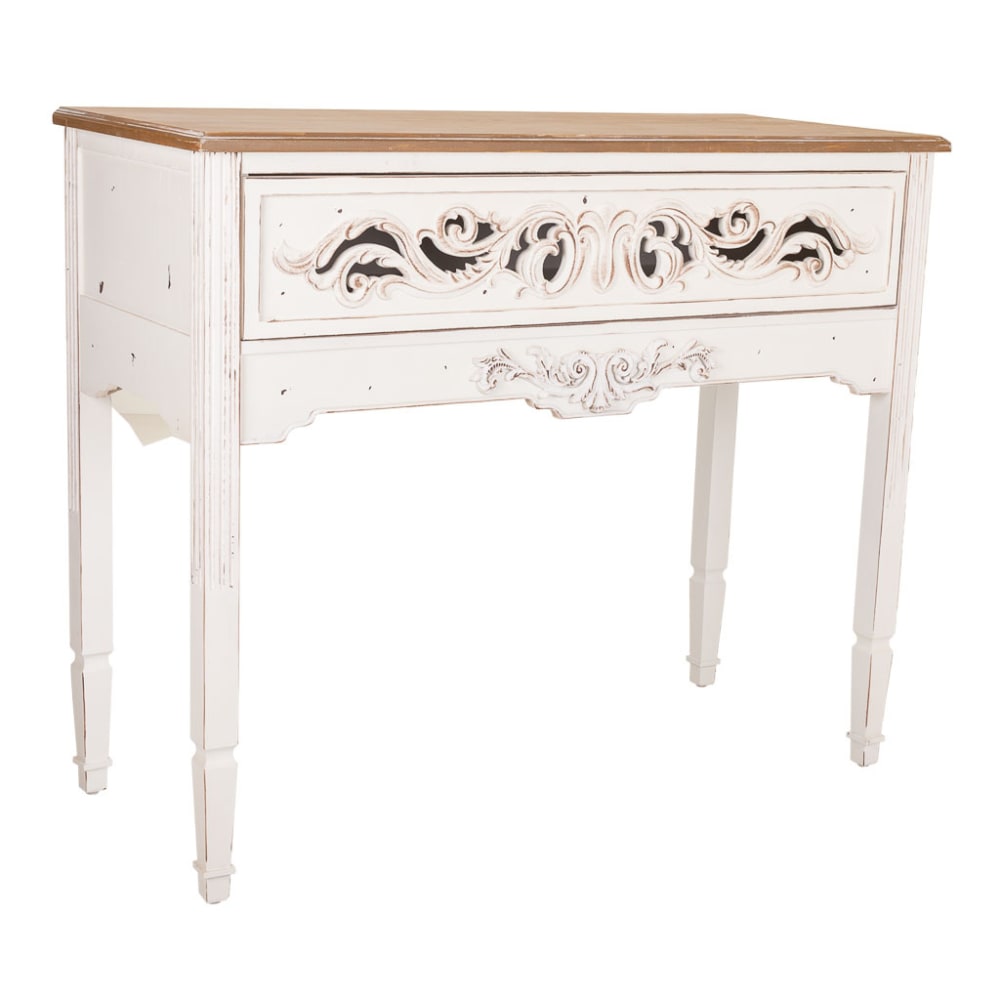 Recibidor-consola de madera blanco 110x46x90.5