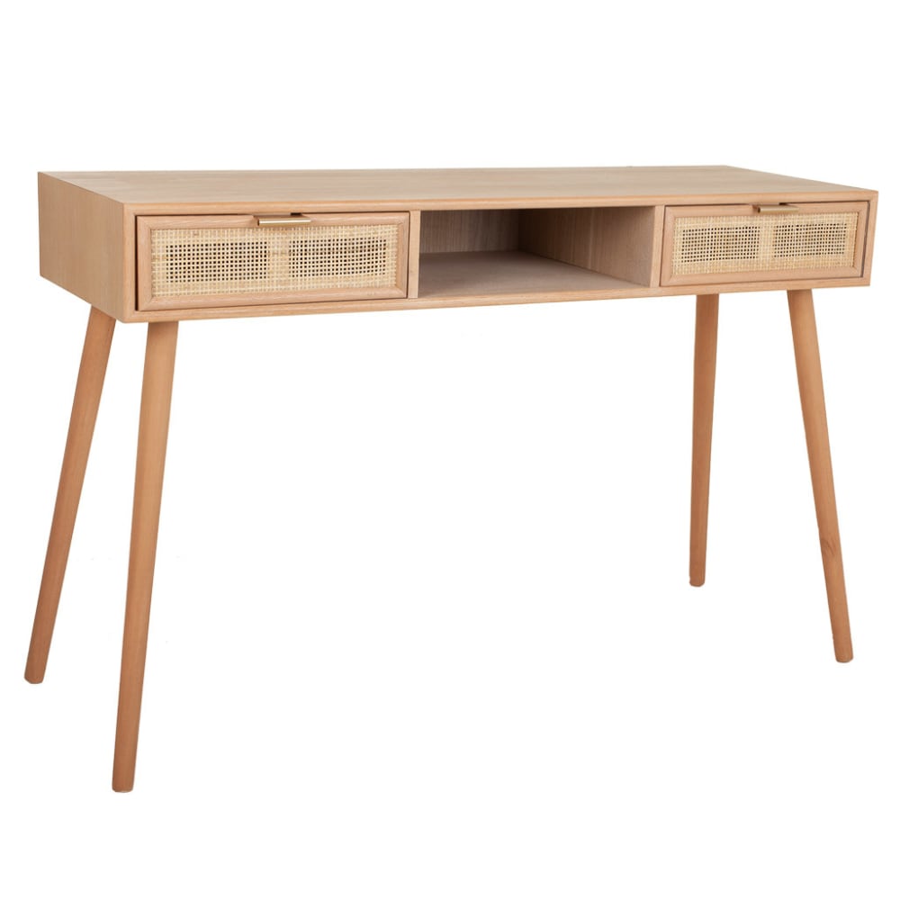 Console en bois et cannage marron 120x42x79h