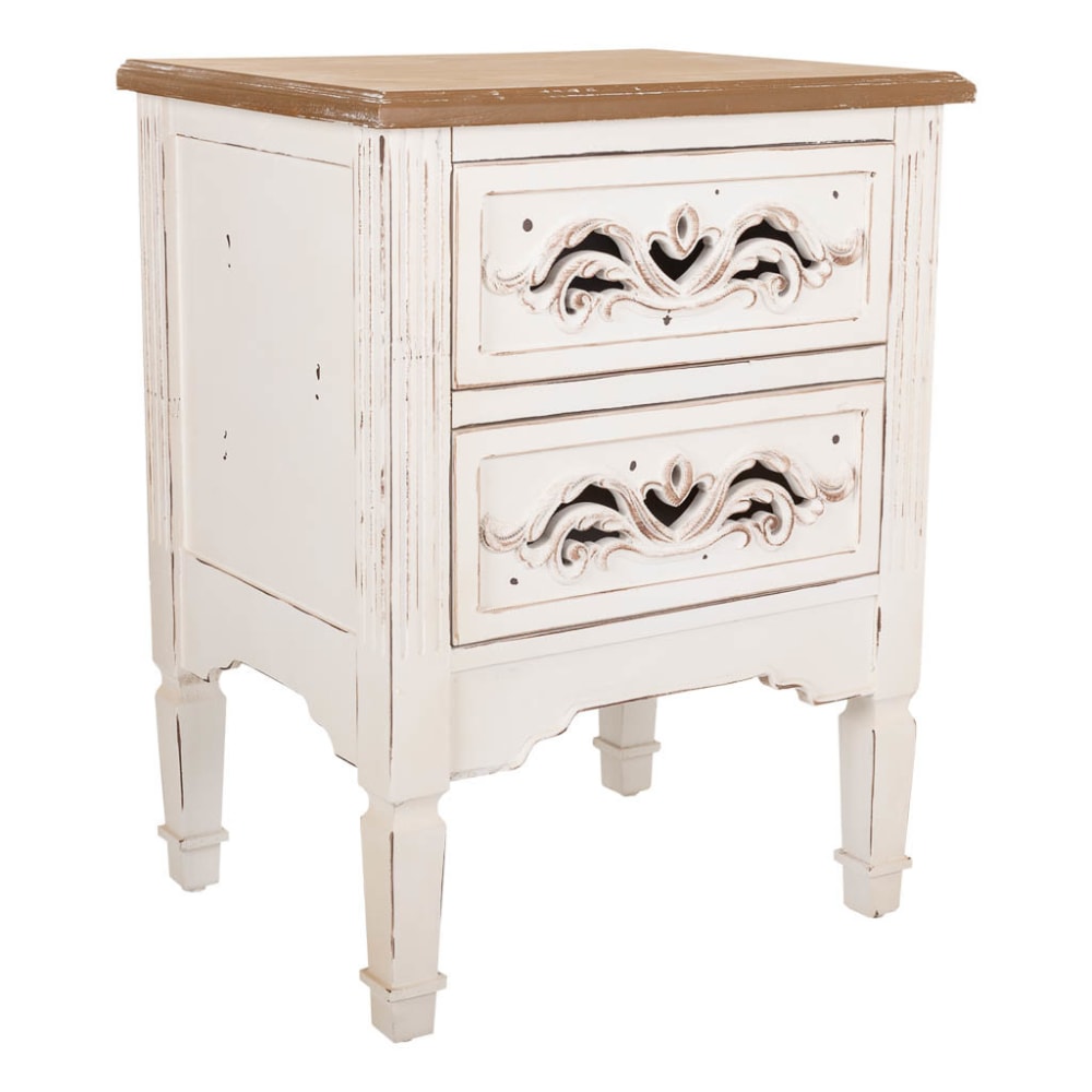 Table de chevet bois blanc 48x38x62h