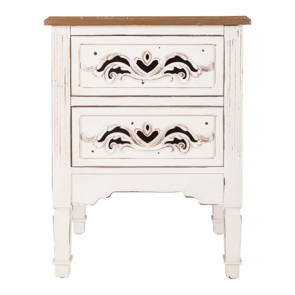 Table de chevet bois blanc 48x38x62h