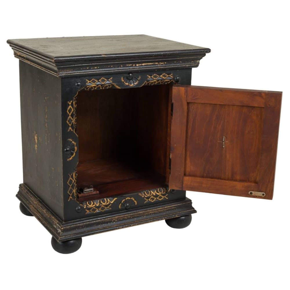Mesita de madera tallada negra 50x40x59 - Maisons du Monde