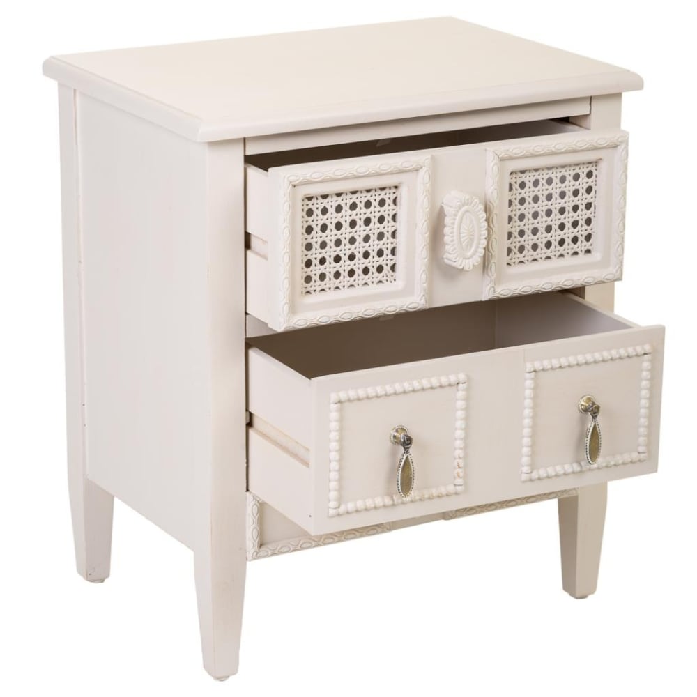 Petite table de chevet en bois laqué beige 46x32x52h cm
