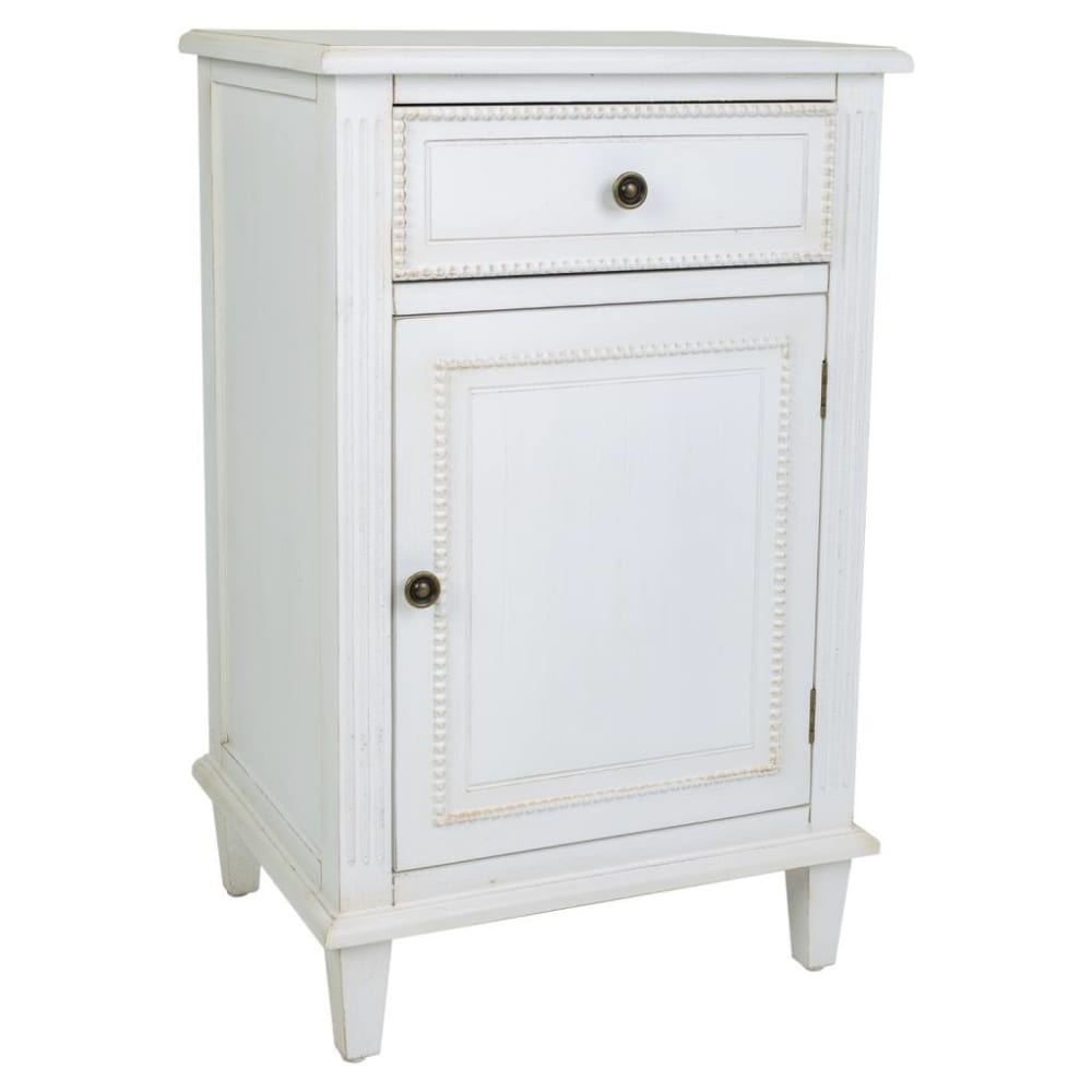 Table de chevet en bois laqué blanc 45x36x72h