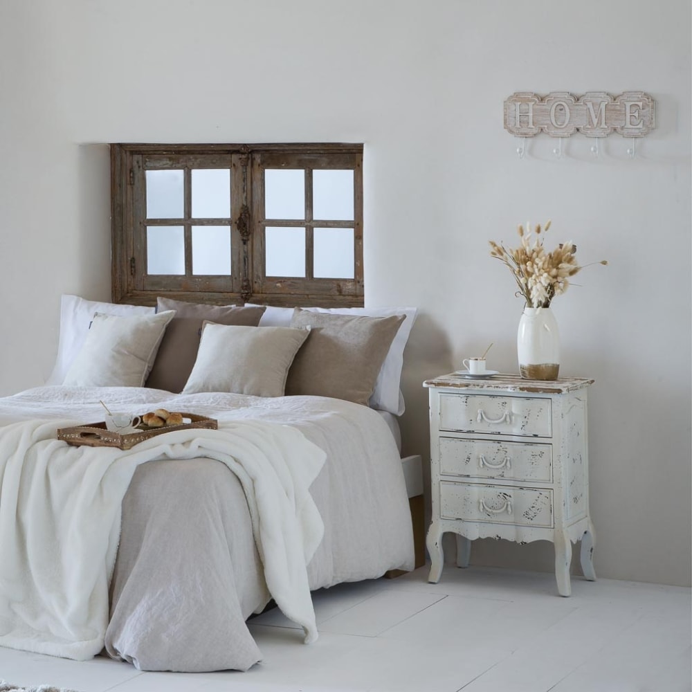 Mesita de madera lac blanco envejecido 50x40x70 - Maisons du Monde