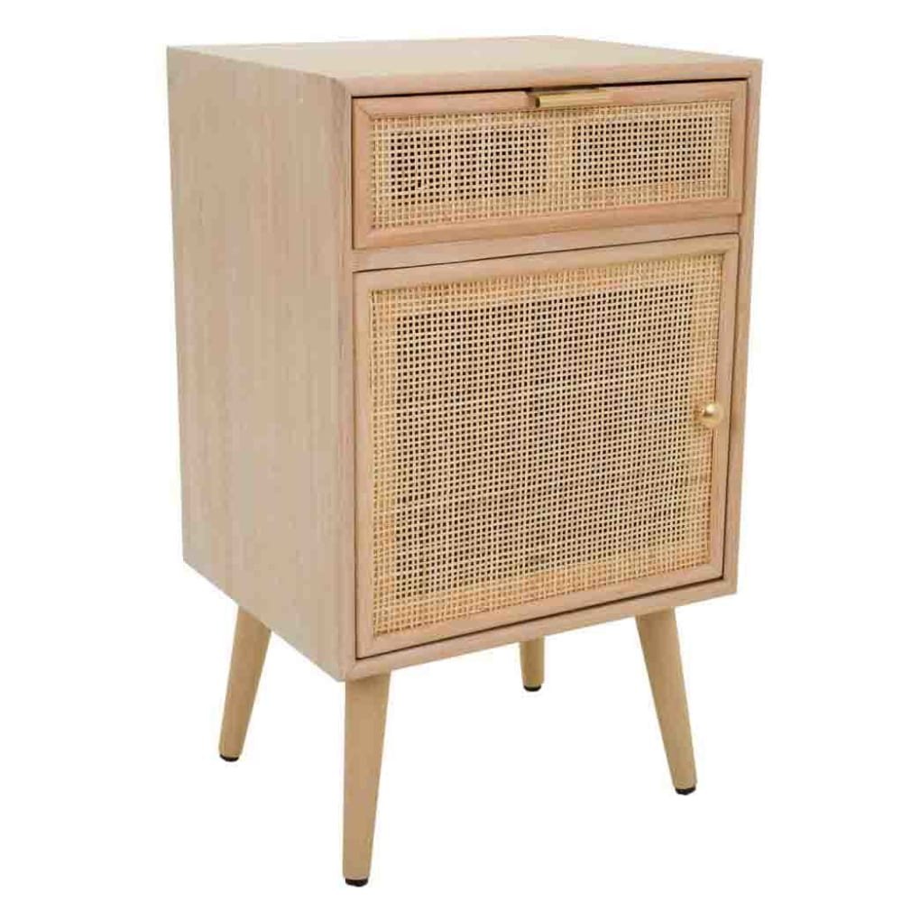 Table de chevet en MDF et grille, marron, 42x36,5x71