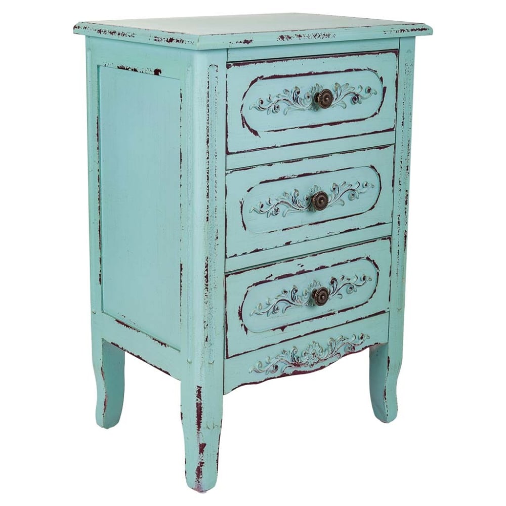 Table de chevet en bois bleu 46x32.5x67h