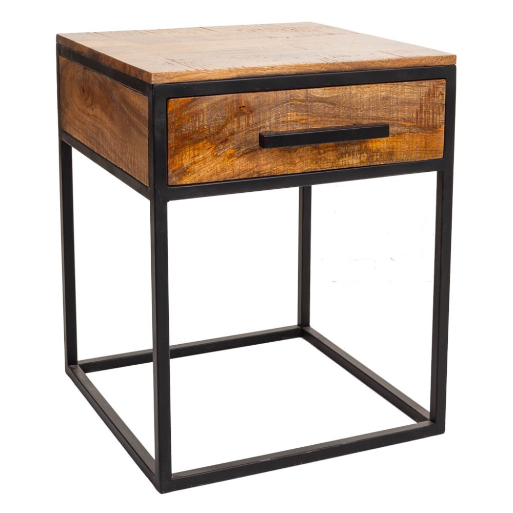 Wanderlust deco Nachttisch aus Holz und Metall, 61x61x57, braun - Holz