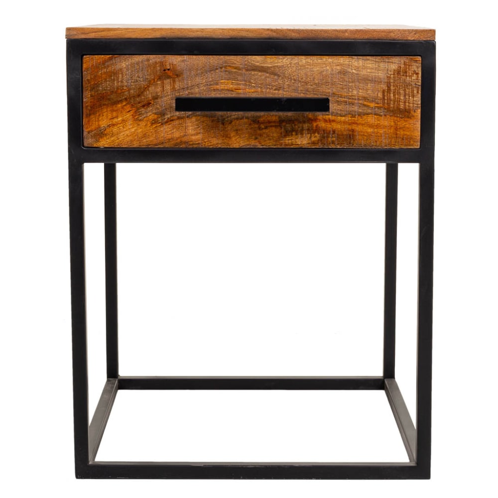Mesita de madera y metal marrón 61x61x57 - Maisons du Monde