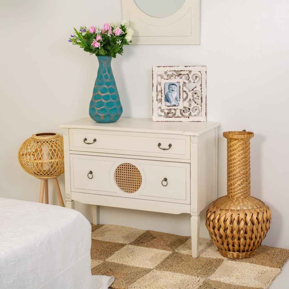 Commode en bois blanc 88x38x72h