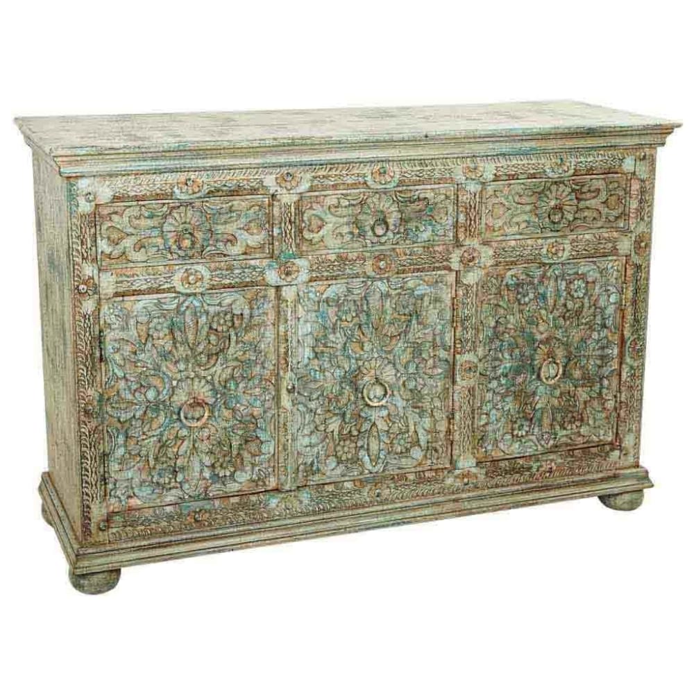 Wanderlust deco Anrichte aus Holz, 147x45x96, grün - Holz