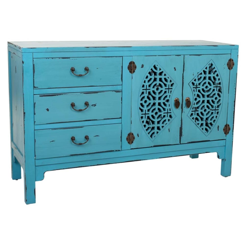 Buffet en bois bleu 106x36x68h