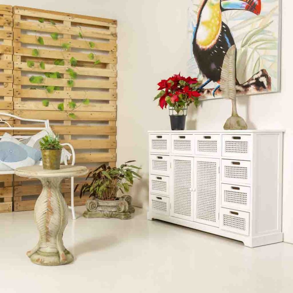 Aparador de madera y rejilla lac blanco - Maisons du Monde