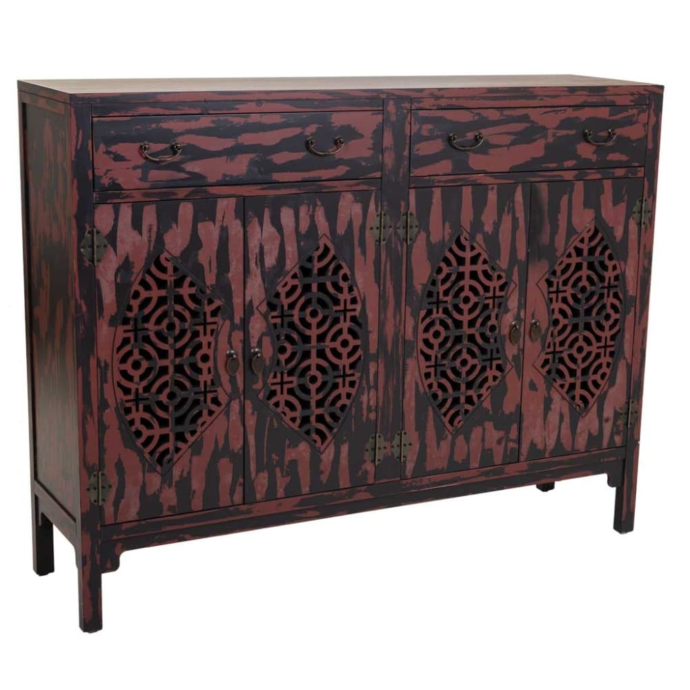 Buffet en bois rouge 136x36x106h
